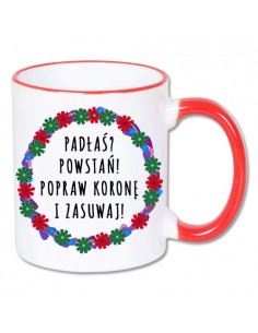 Kubek z czerwonym uszkiem