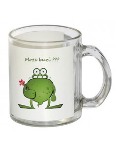 Kubek szklany z białą ramką