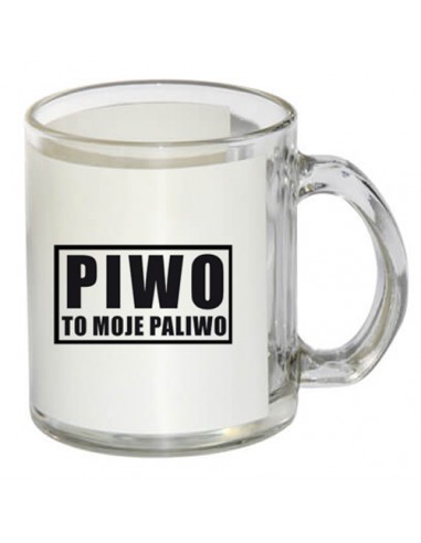 Kubek szklany z białą ramką